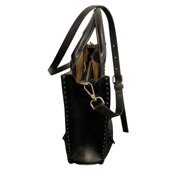 Zara Studded Black Handbag Bucket Bag Faux Leather Black - Picture 5 of 7